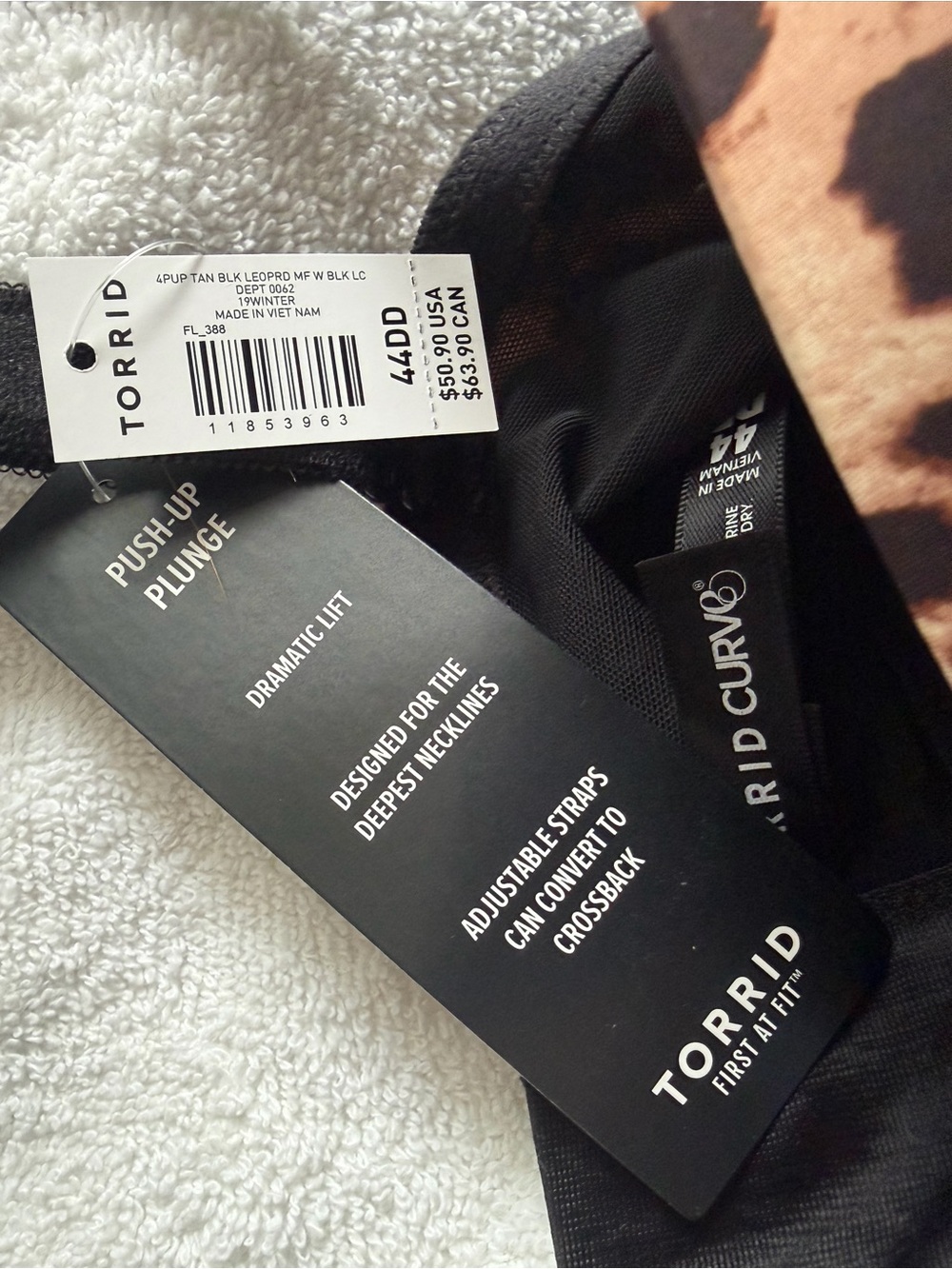 NWT Torrid Leopard Print Push-Up Bra in Brown/Black, 44DD - Picture 3 of 4
